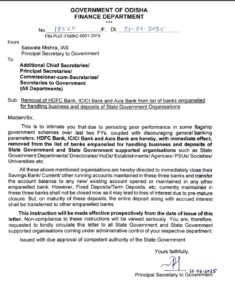 Odisha Govt Bans Business With HDFC, Axis, And ICICI Banks