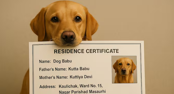 Residence Certificate Issued In The Name Of ‘Dog Babu’ In Bihar