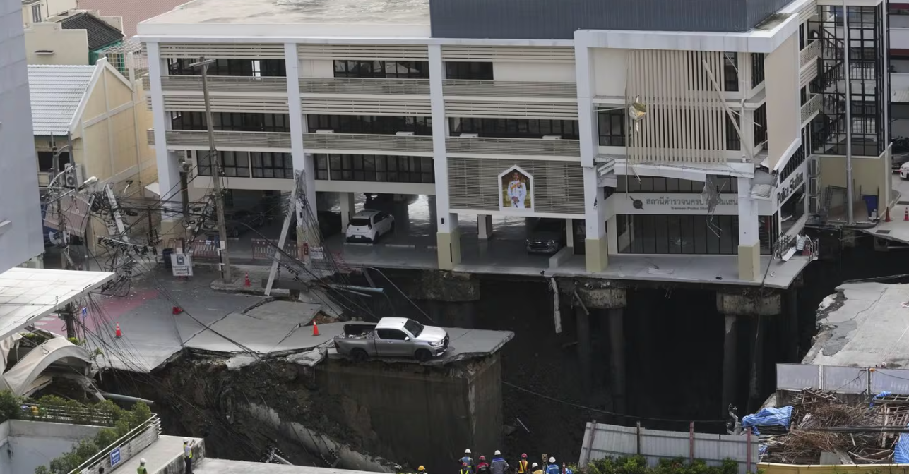 Bangkok Road Collapse Creates Massive Sinkhole