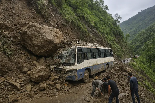 Massive Landslide In Bilaspur, HP: Bus Buried, 15 Dead, Many Injured